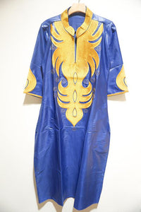 African Gold Embroidery Bazin Dress