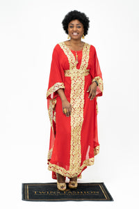 Long Kaftan Crystal Sequence Dress