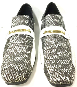 Men’s Shoes Black Gator White Leather