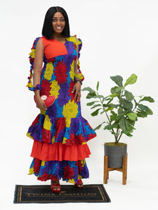 Ankara 3 Layer Mermaid Dress Transparent Sleeves