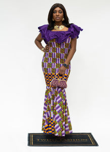 Ankara Mermaid Purple Tail Kente Print