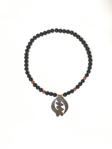 Ebony Wood Gye Nyame Necklace S04