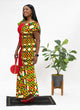 Ankara Kente Print Mermaid Dress Red Mid-Stripe