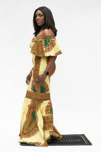 Ankara Mermaid Tan Dashiki Dress