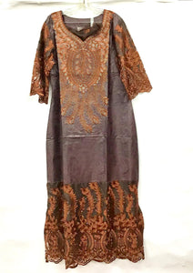 African Embroidery Solid Stone Dress