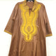 African Gold Embroidery Bazin Dress