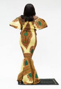 Ankara Mermaid Tan Dashiki Dress