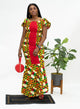 Ankara Kente Print Mermaid Dress Red Mid-Stripe