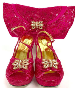 Butterfly Design High Heel & Bag Set