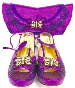 Butterfly Design High Heel & Bag Set