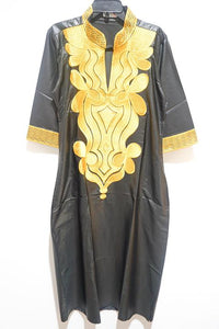 African Gold Embroidery Bazin Dress