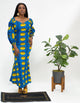 Ankara Long Sleeve Mermaid Dress Blue & Yellow