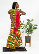 Ankara Kente Print Mermaid Dress Red Mid-Stripe