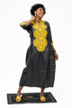 African Gold Embroidery Bazin Dress