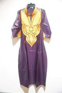 African Gold Embroidery Bazin Dress