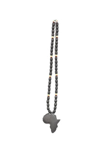 African Black wooden Bead with African Art
