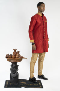 Sherwani Embroidery Collar & Gold Buttons