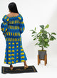 Ankara Long Sleeve Mermaid Dress Blue & Yellow