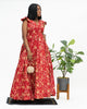 Floral Ankara Long Dress Creme & Red