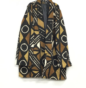 Mud Cloth Long Jacket Trench Coat