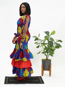 Ankara 3 Layer Mermaid Dress Transparent Sleeves