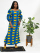 Ankara Long Sleeve Mermaid Dress Blue & Yellow