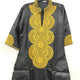 African Gold Embroidery Bazin Dress